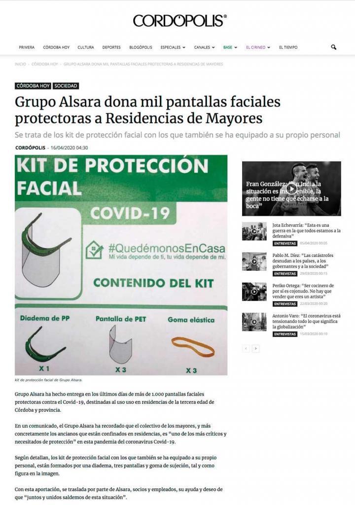 Grupo Alsara dona 1.000 pantallas protectoras 4